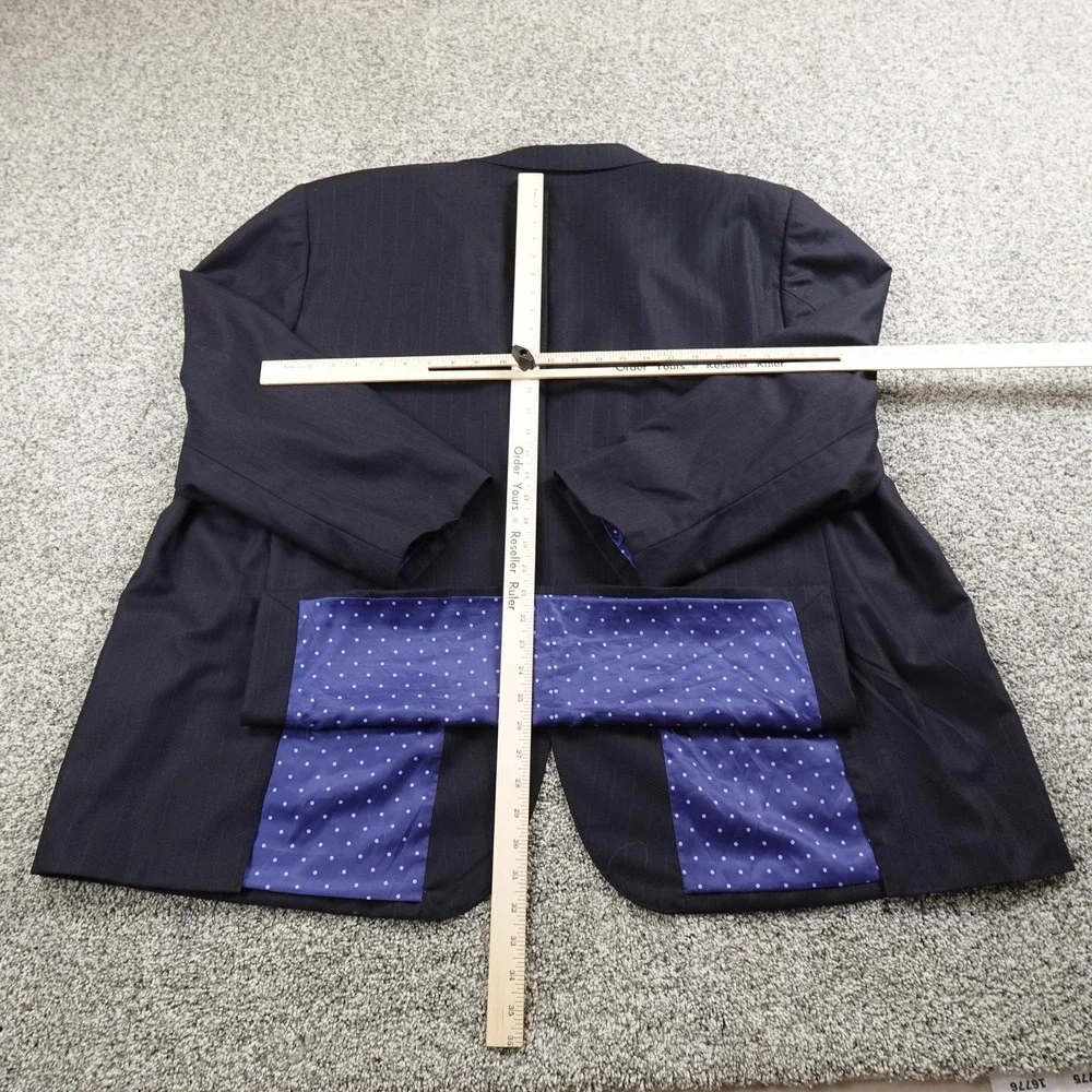 Indochino Blazer Mens 46L Blue Wool Button Suit Jacket Sport Coat‎ Surgeon Cuff
